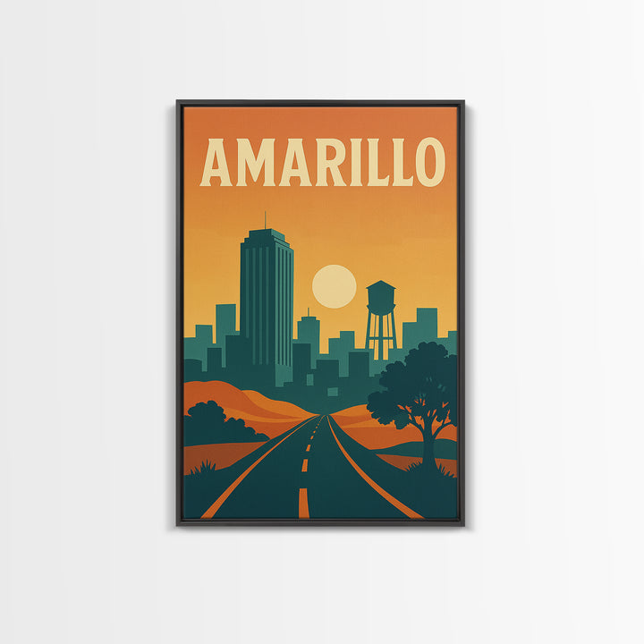 Amarillo Travel Poster, Canvas Print, Classic Travel Poster Art, Amarillo Art Print, Modern Wall Decor, Fine Art Print, Mid Century Wall Art