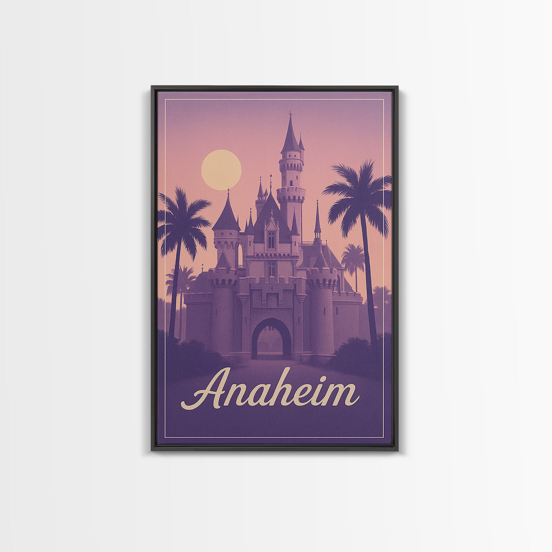 Anaheim Travel Poster, Framed Canvas Print, Mid Century City Wall Art, Anaheim Travel Art, Living Room Wall Art, Vintage City Art