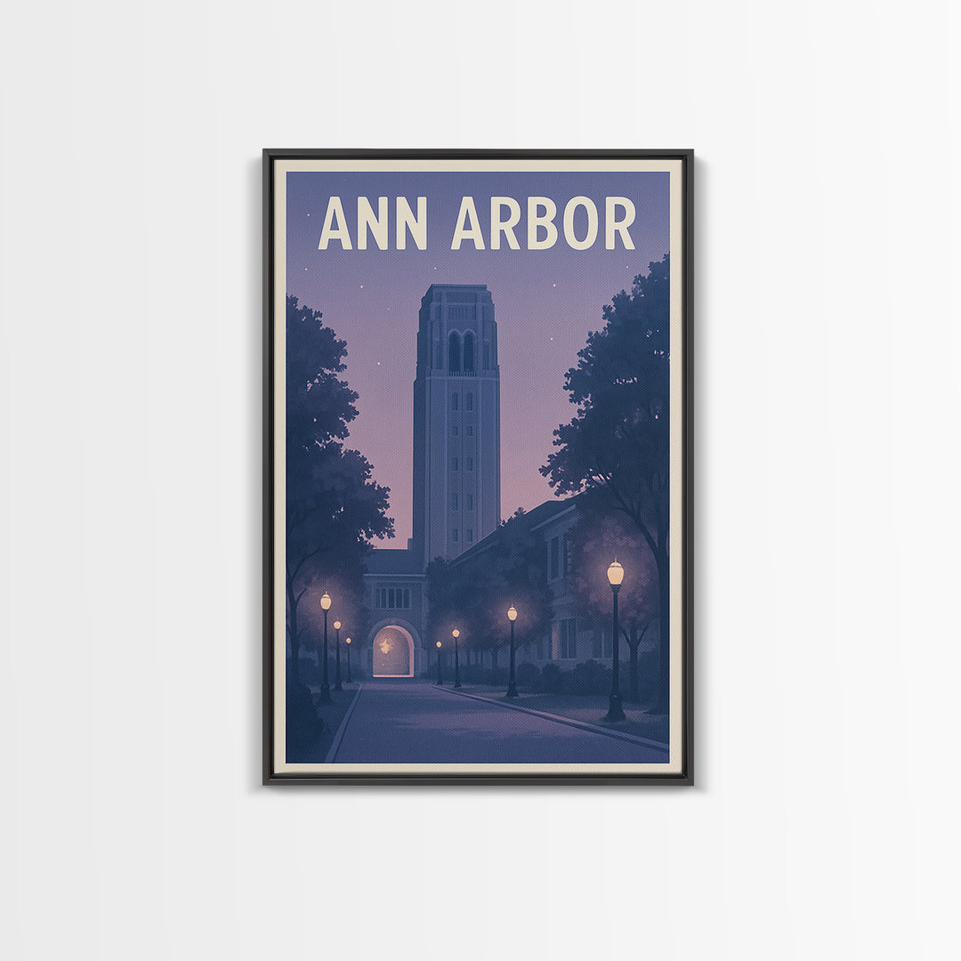 Ann Arbor Michigan Travel Poster, Canvas Print, Mid Century City Wall Art, Ann Arbor City Art, City Travel Prints, Eclectic Wall Decor