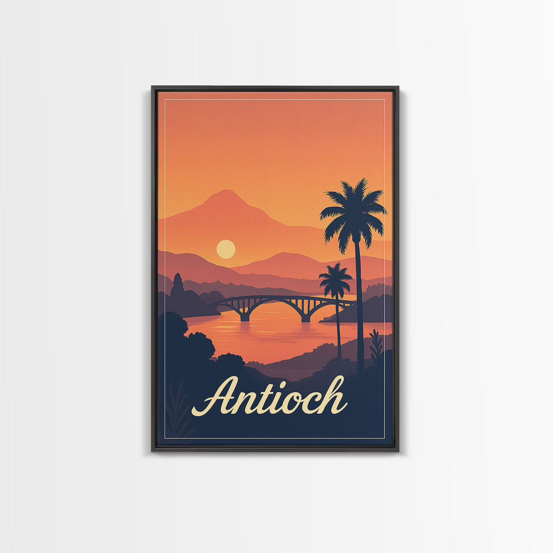 Antioch California Travel Poster, Canvas Print, Classic Poster Art, Antioch Poster Print, Travel Wall Art, Watercolor Skyline, Art Print