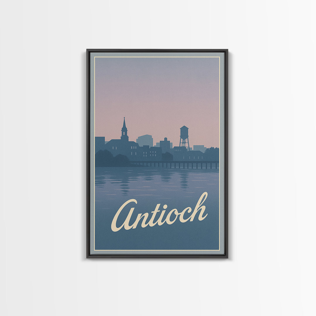 Antioch Travel Poster, Framed Canvas Print, Classic Travel Poster Art, Antioch Travel Art, Watercolor Skyline Art, Travel Poster Set
