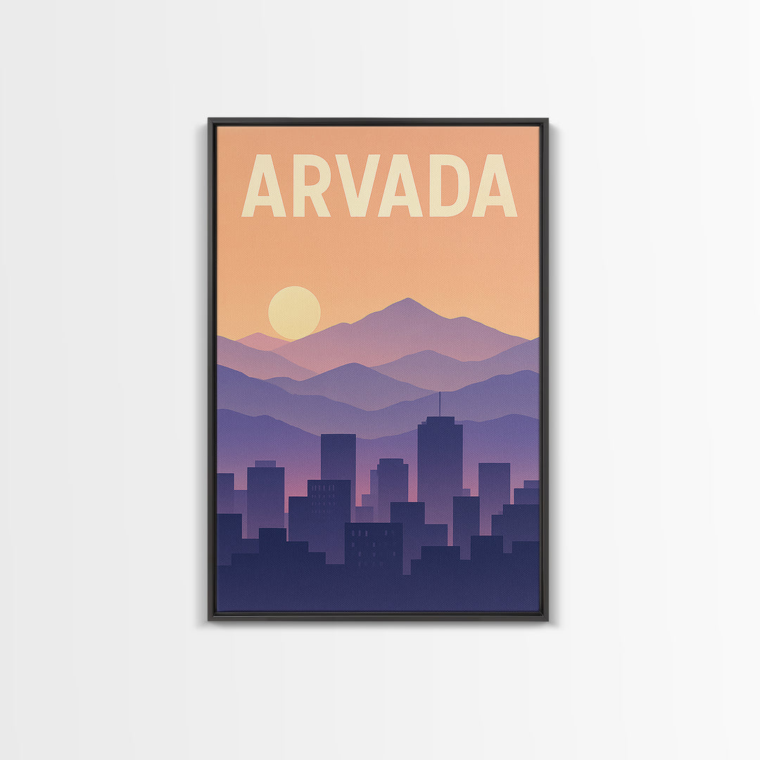 Arvada Colorado Travel Poster, Canvas Print, Classic Travel Poster Art, Arvada Wall Art, Wall Decor, City Illustration, Travel Poster Set