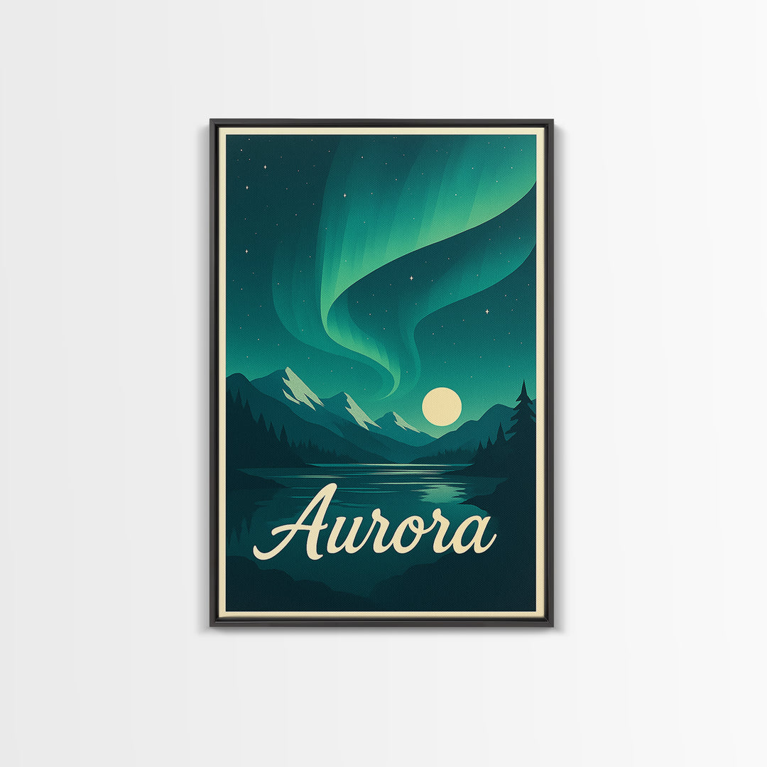 Aurora Colorado Travel Poster, Canvas Print, Retro Sunset Skyline Art, Aurora Poster Print, Eclectic Wall Decor, Fine Art Print, Wall Art
