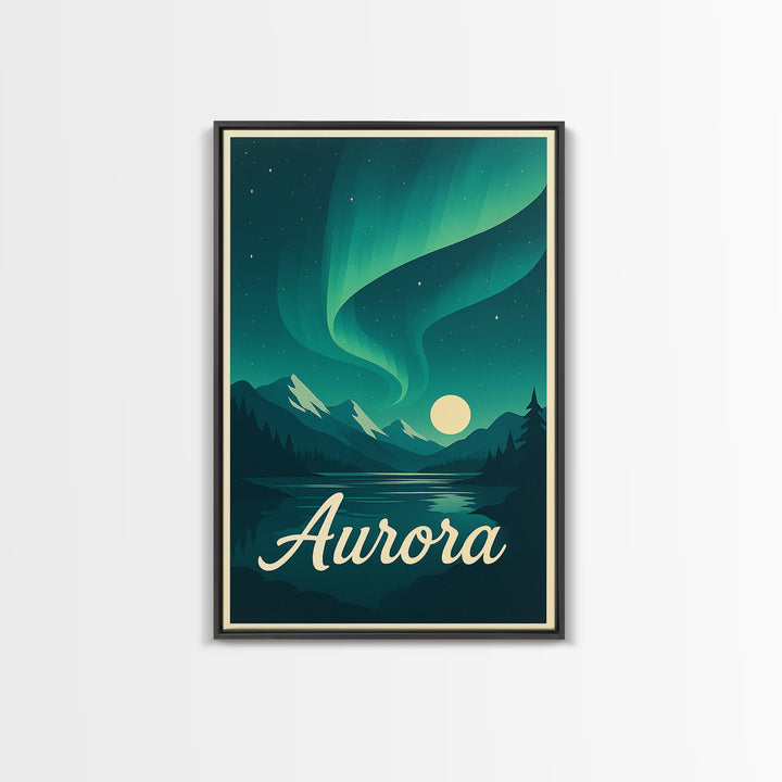 Aurora Colorado Travel Poster, Canvas Print, Retro Sunset Skyline Art, Aurora Poster Print, Eclectic Wall Decor, Fine Art Print, Wall Art