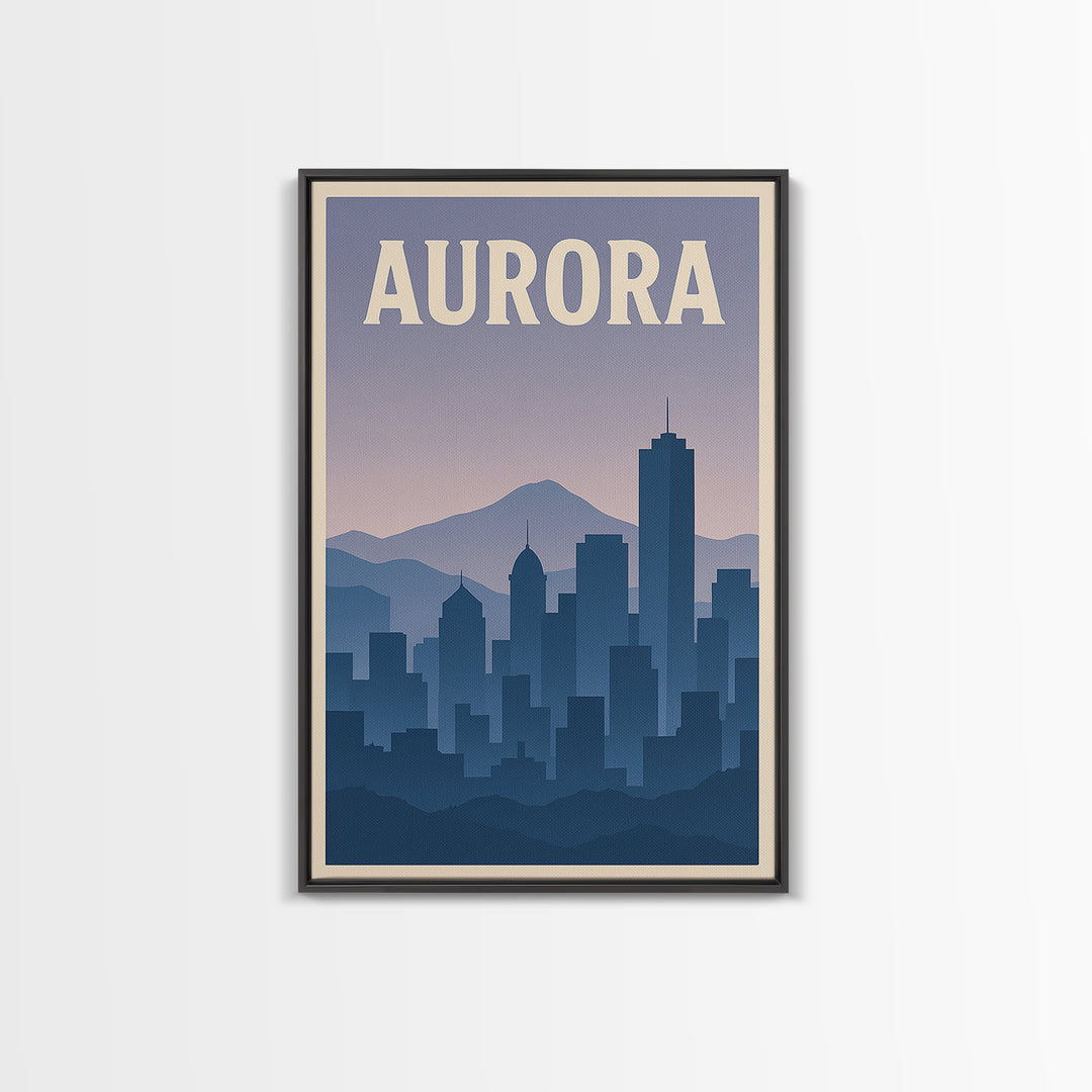 Aurora Travel Poster, Canvas Print, Vintage Travel Poster Art, Aurora Travel Art, Travel Art Print, Mid Century Wall Art, City Art Print