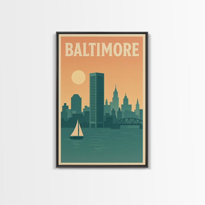 Baltimore Travel Poster, Canvas Print, Classic Travel Poster Art, Baltimore Wall Art, City Illustration, Wanderlust Decor, Travel Prints