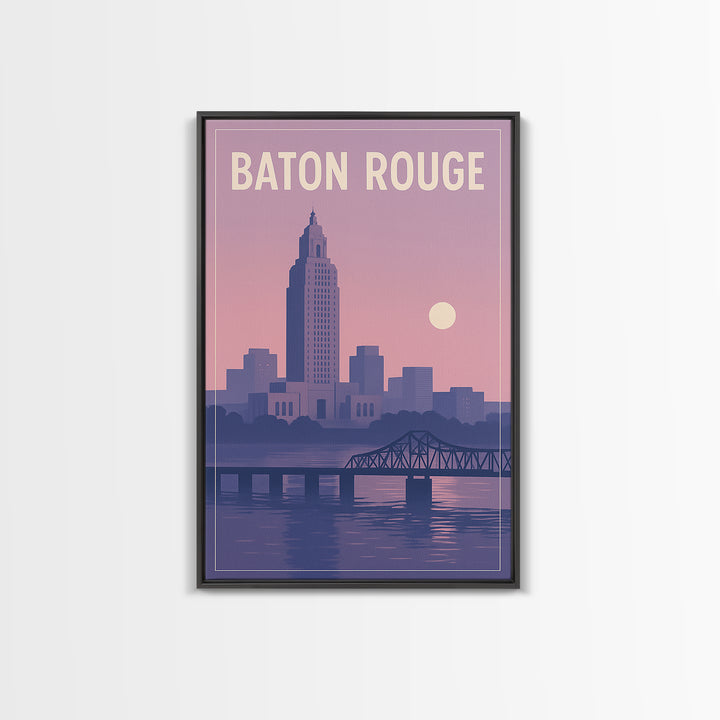 Baton Rouge Louisiana Travel Poster, Canvas Print, Vintage Travel Poster Art, Baton Rouge Art Print, Mid Century Wall Art, Fine Art Print
