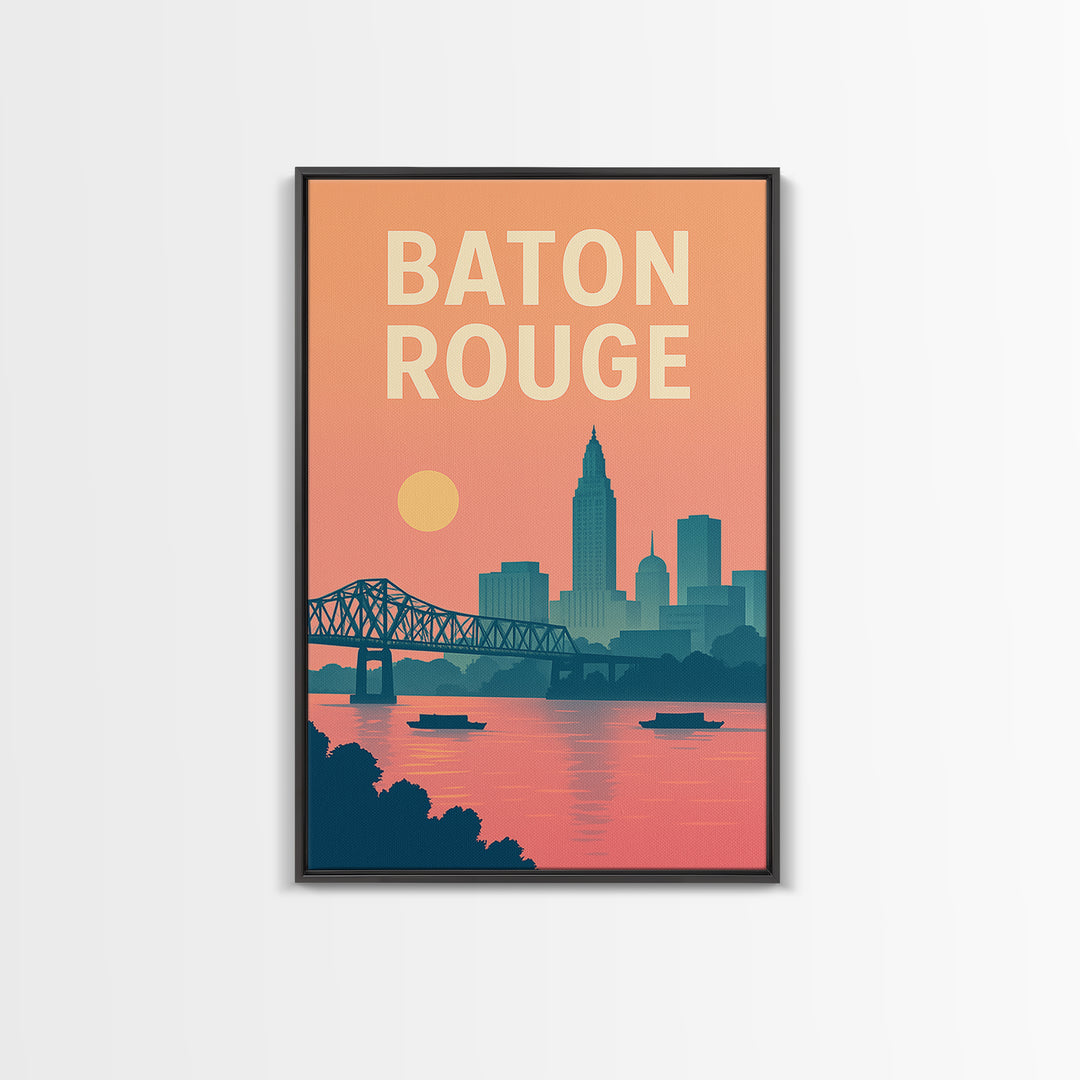 Baton Rouge Travel Poster, Canvas Print, Classic Travel Poster Art, Baton Rouge City Art, Vintage City Art, Travel Wall Art, Travel Print