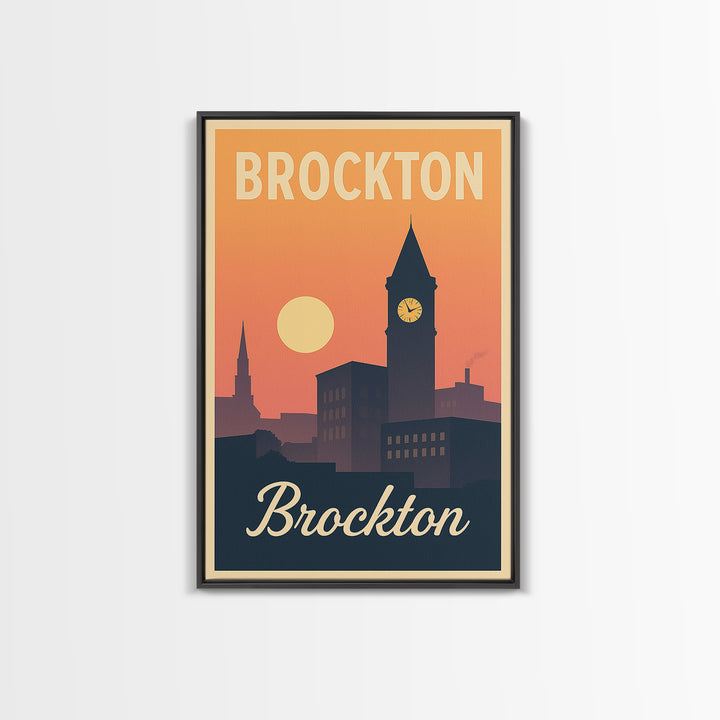 Brockton Massachusetts Travel Poster, Canvas Print, Mid Century City Wall Art, Brockton Wall Art, Travel Art Print, City Poster, Home Decor