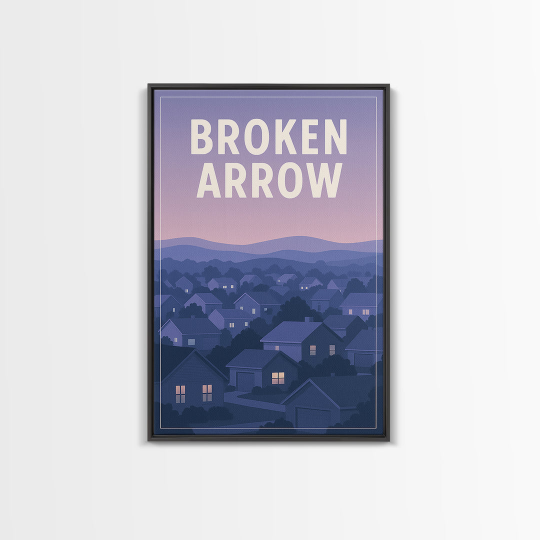 Broken Arrow Oklahoma Travel Poster, Canvas Print, Vintage Travel Poster Art, Broken Arrow Travel Art, Vintage City Art, Vintage Travel Art