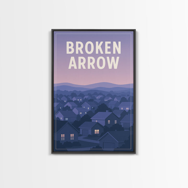 Broken Arrow Oklahoma Travel Poster, Canvas Print, Vintage Travel Poster Art, Broken Arrow Travel Art, Vintage City Art, Vintage Travel Art