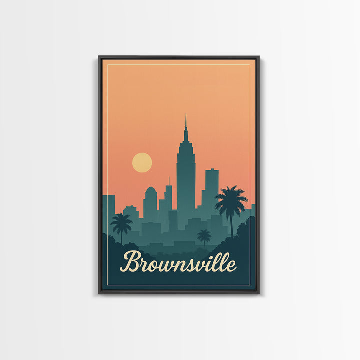 Brownsville Texas Travel Poster, Canvas Print, Vintage Travel Poster Art, Brownsville Travel Art, Travel Poster Set, Travel Poster Art