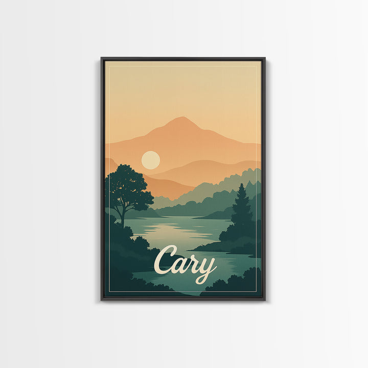 Cary North Carolina Travel Poster, Canvas Print, Classic Poster Art, Cary Poster Print, Travel Poster Art, City Travel Prints, Art Print