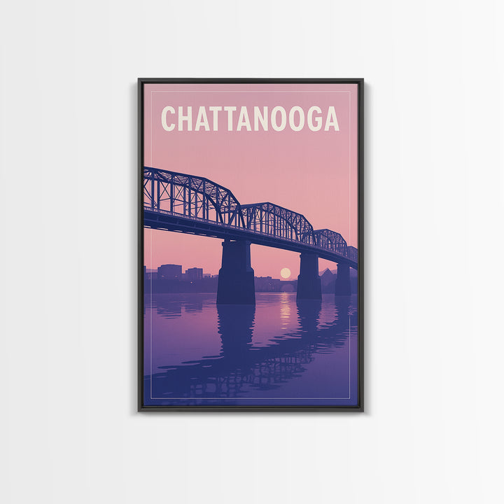 Chattanooga Tennessee Travel Poster, Canvas Print, Classic Poster Art, Chattanooga Poster Print, Watercolor Skyline Art, Travel Art Print