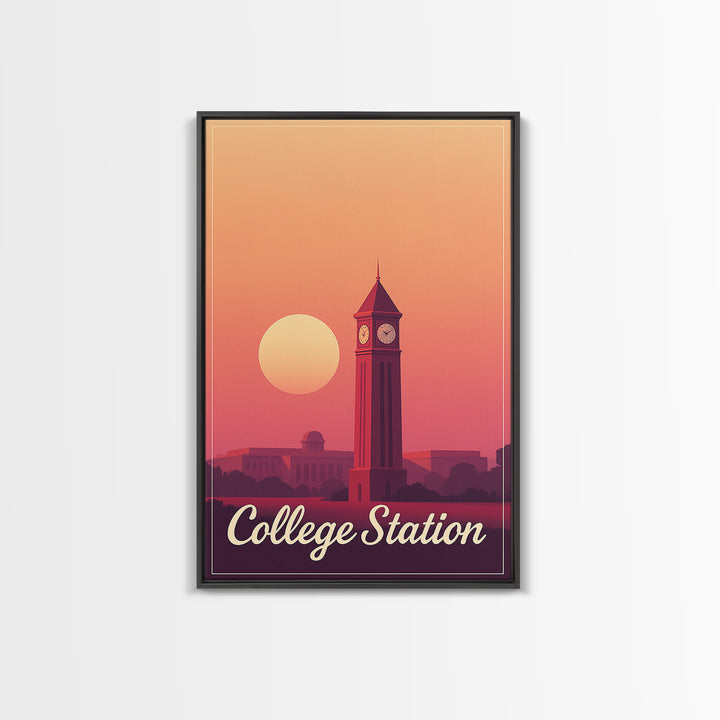 College Station Texas Travel Poster, Canvas Print, Mid Century City Wall Art, College Station City Art, Travel Print, Travel Poster Set