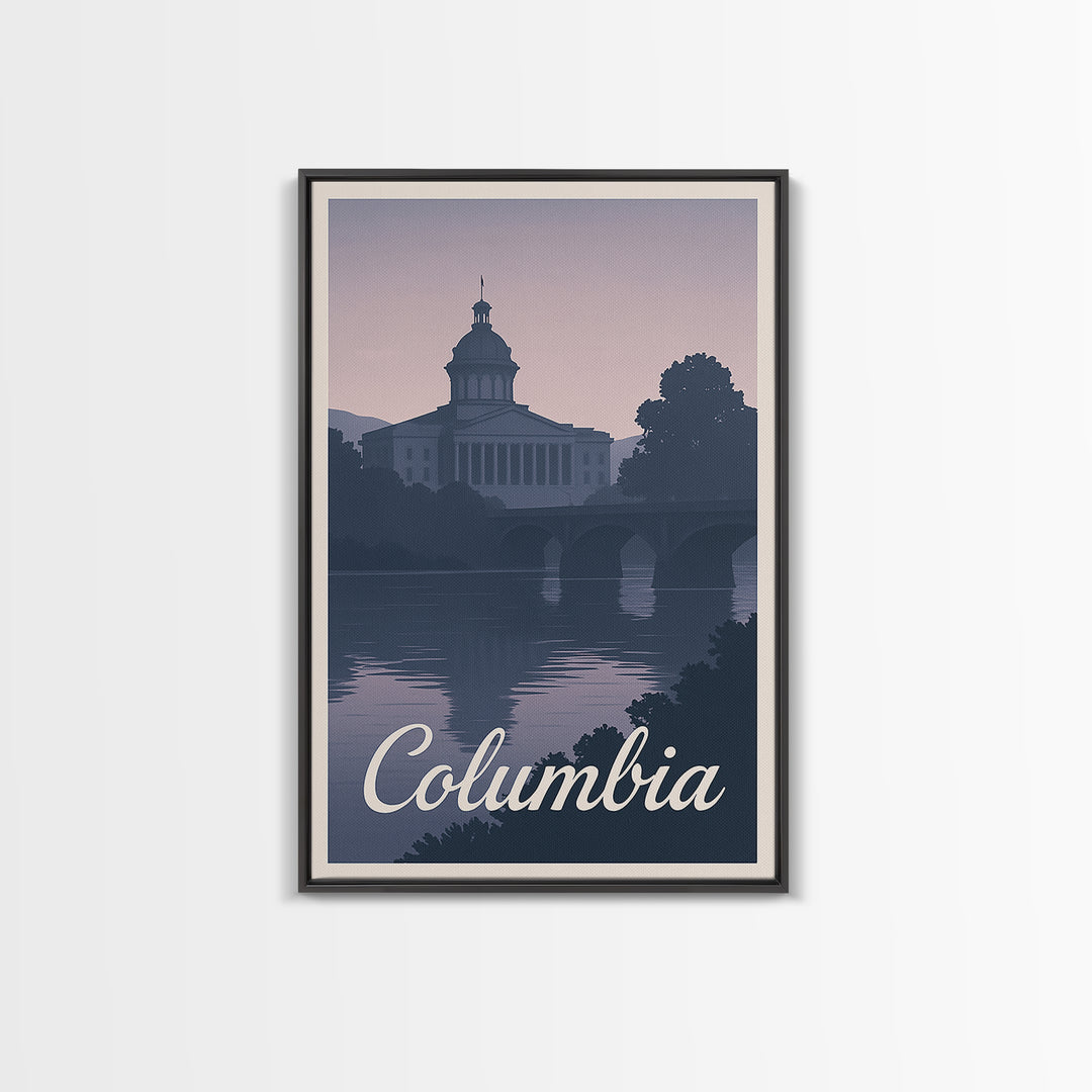 Columbia Travel Poster, Canvas Print, Mid Century City Wall Art, Columbia Art Print, Travel Poster Set, Mid Century Wall Art, Wall Art