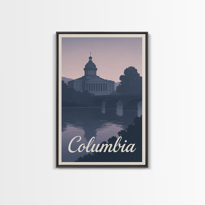 Columbia Travel Poster, Canvas Print, Mid Century City Wall Art, Columbia Art Print, Travel Poster Set, Mid Century Wall Art, Wall Art