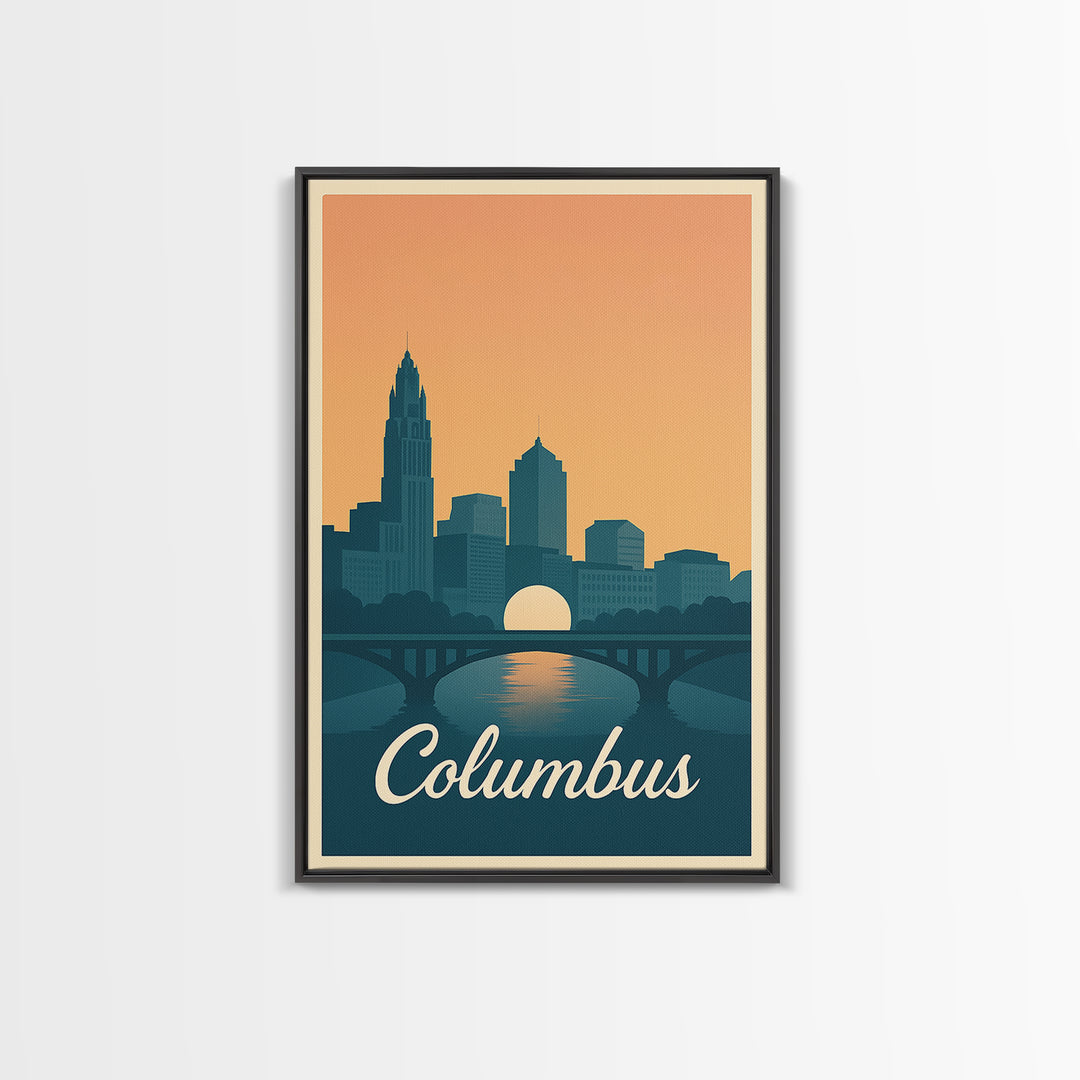Columbus Travel Poster, Canvas Print, Vintage Travel Poster Art, Columbus Travel Art, Living Room Wall Art, Vintage Travel Art