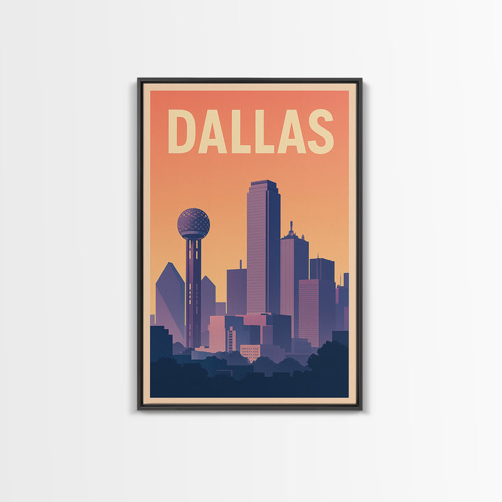 Dallas Travel Poster, Canvas Print, Mid Century City Wall Art, Dallas Wall Art, Modern Wall Decor, Travel Poster Art, Fine Art Print