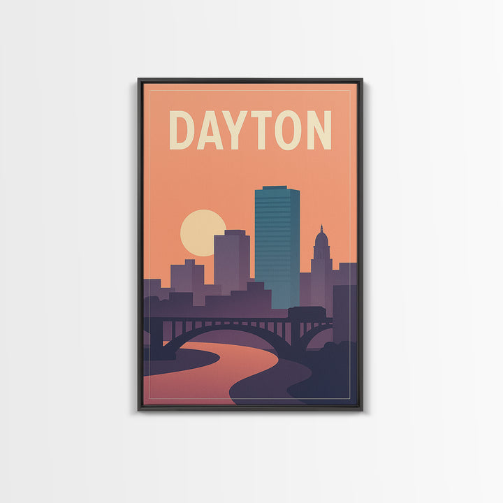 Dayton Travel Poster, Canvas Print, Classic Travel Poster Art, Dayton Wall Art, City Travel Prints, Travel Art Print, Travel Wall Art
