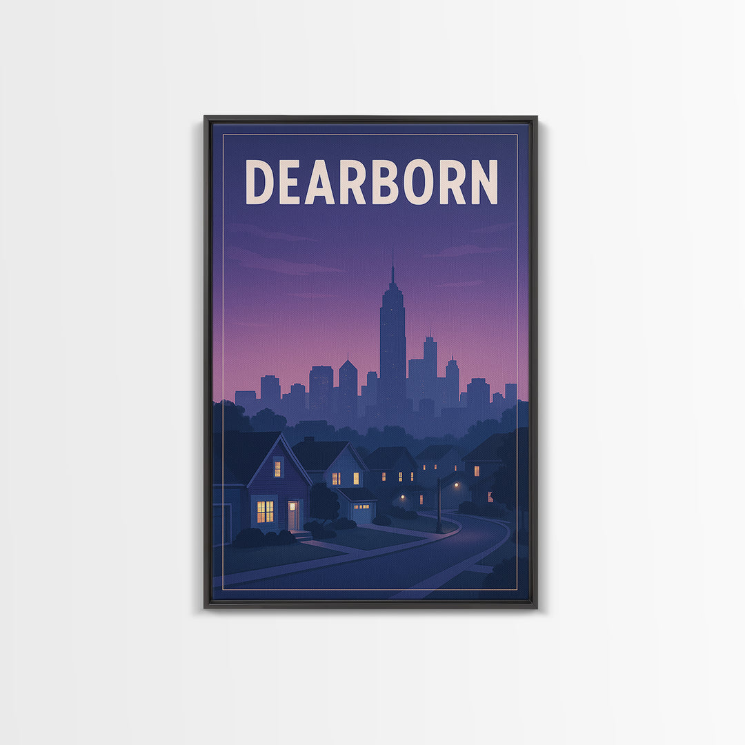 Dearborn Michigan Travel Poster, Framed Canvas Print, Vintage Travel Poster Art, Dearborn Wall Art, Fine Art Print, Vintage Travel Print
