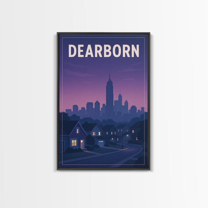 Dearborn Michigan Travel Poster, Framed Canvas Print, Vintage Travel Poster Art, Dearborn Wall Art, Fine Art Print, Vintage Travel Print