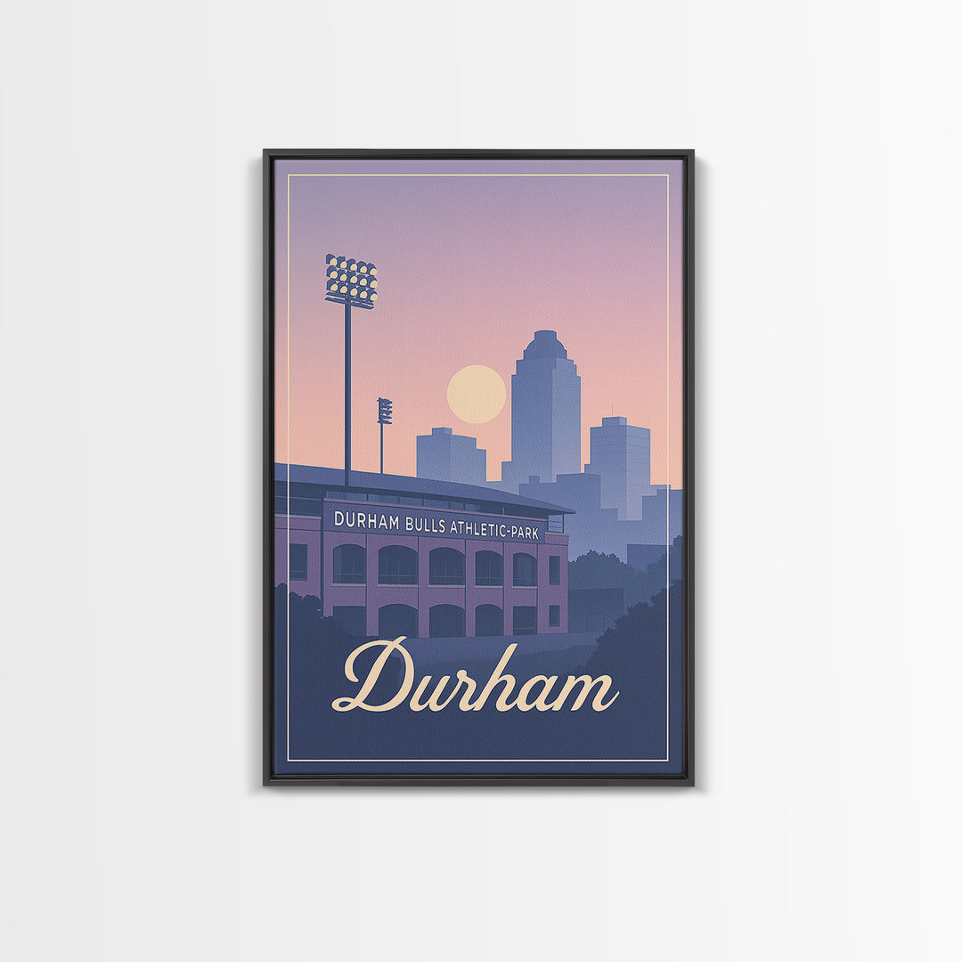 Durham Travel Poster, Framed Canvas Print, Vintage Travel Poster Art, Durham Poster Print, City Illustration, Gift For Travelers