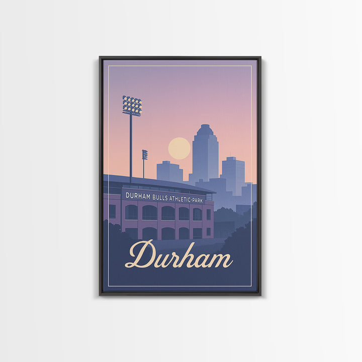 Durham Travel Poster, Framed Canvas Print, Vintage Travel Poster Art, Durham Poster Print, City Illustration, Gift For Travelers