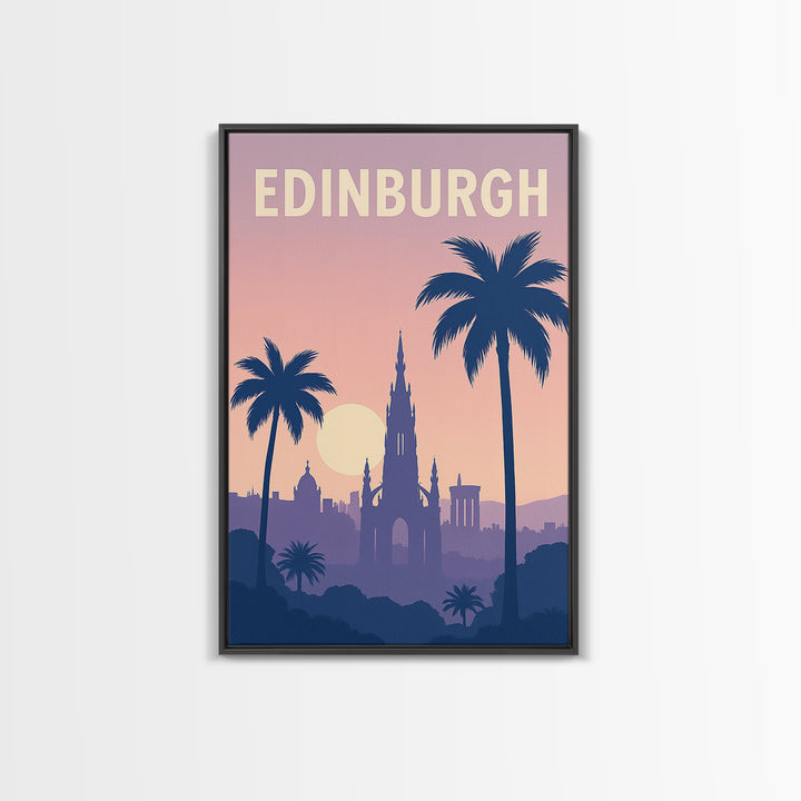 Edinburgh Texas Travel Poster, Framed Canvas Print, Mid Century City Wall Art, Edinburgh City Art, Vintage Travel Print, Gift For Travelers