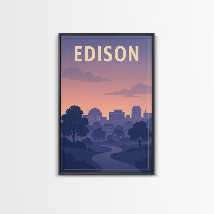 Edison New Jersey Travel Poster, Canvas Print, Mid Century City Wall Art, Edison Wall Art, City Art Print, Office Decor, Travel Print