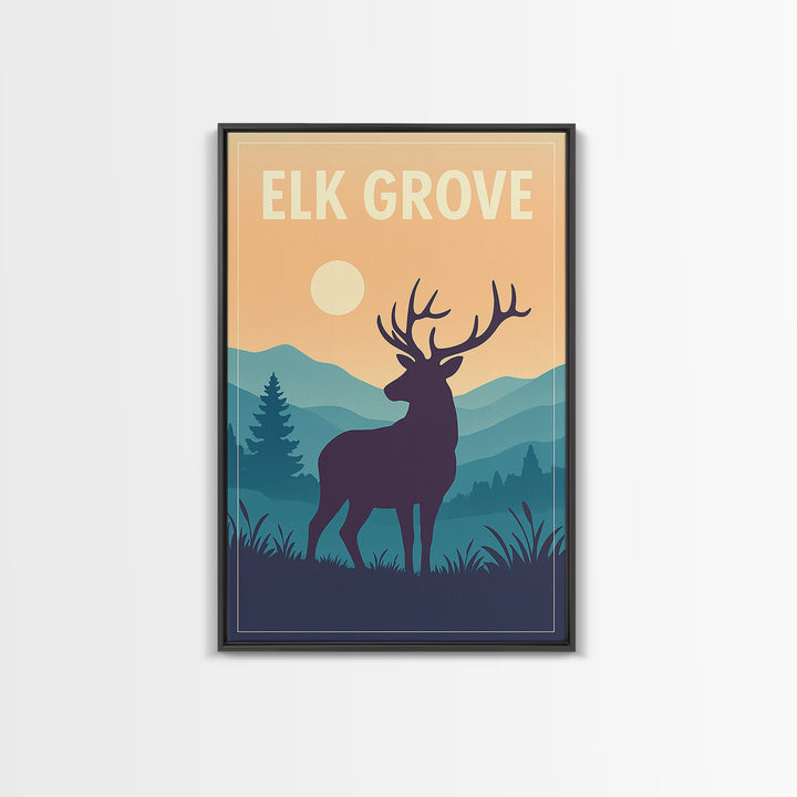 Elk Grove Travel Poster, Canvas Print, Mid Century City Wall Art, Elk Grove City Art, City Art Print, Mid Century Wall Art, Poster Print
