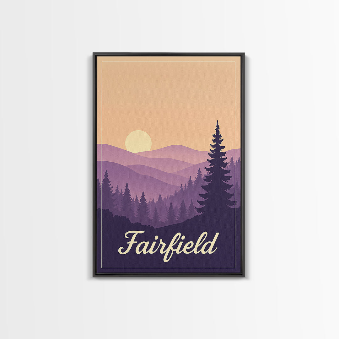 Fairfield California Travel Poster, Canvas Print, Mid Century City Wall Art, Fairfield Travel Art, Home Office Decor, Travel Wall Decor