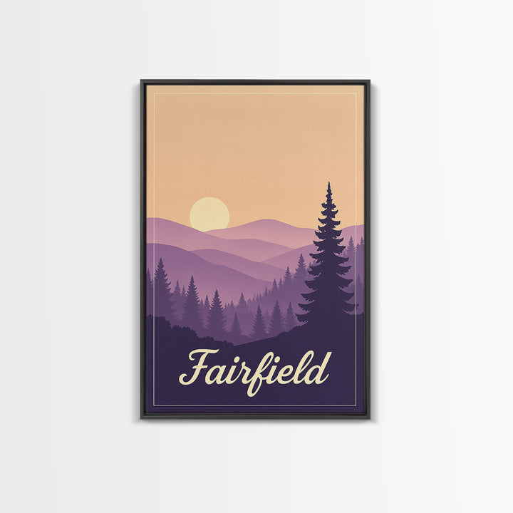 Fairfield California Travel Poster, Canvas Print, Mid Century City Wall Art, Fairfield Travel Art, Home Office Decor, Travel Wall Decor