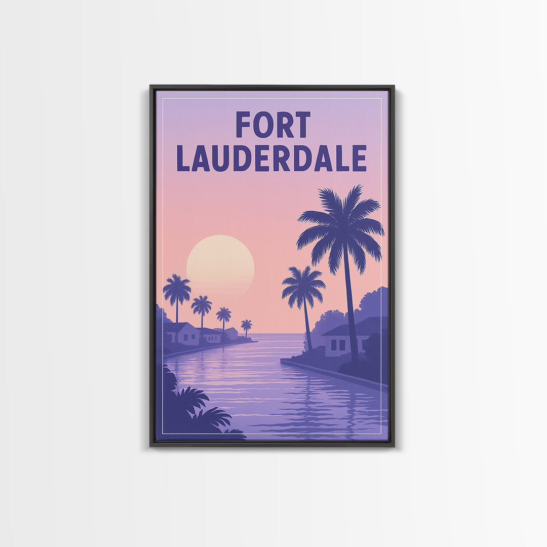 Fort Lauderdale Florida Travel Poster, Canvas Print, Mid Century City Wall Art, Fort Lauderdale Wall Art, Wanderlust Decor, Wall Art