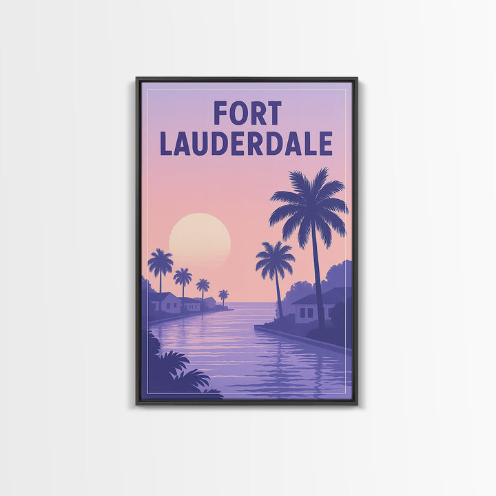 Fort Lauderdale Florida Travel Poster, Canvas Print, Mid Century City Wall Art, Fort Lauderdale Wall Art, Wanderlust Decor, Wall Art