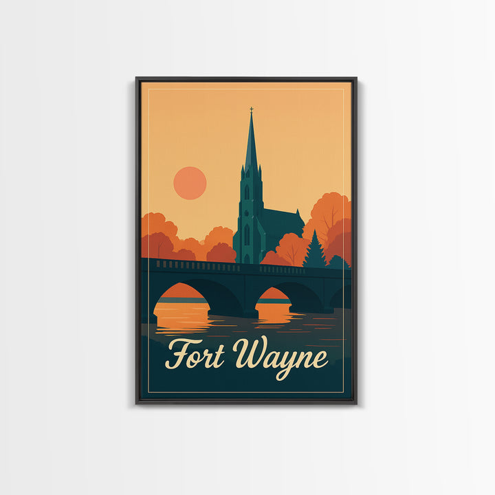 Fort Wayne Indiana Travel Poster, Canvas Print, Classic Travel Poster Art, Fort Wayne Poster Print, Travel Wall Decor, City Travel Prints