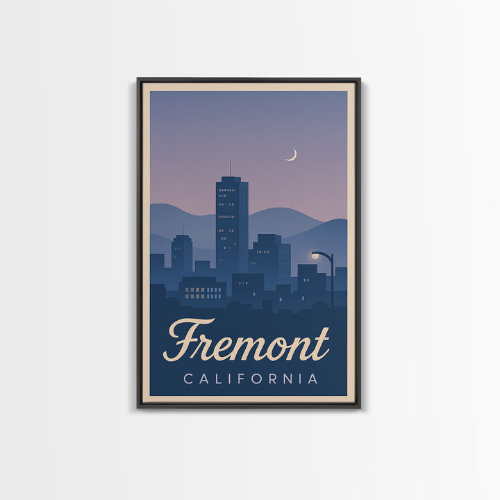 Fremont Travel Poster, Canvas Print, Retro Sunset Skyline Art, Fremont Poster Print, Mid Century Wall Art, Fine Art Print, Travel Wall Art