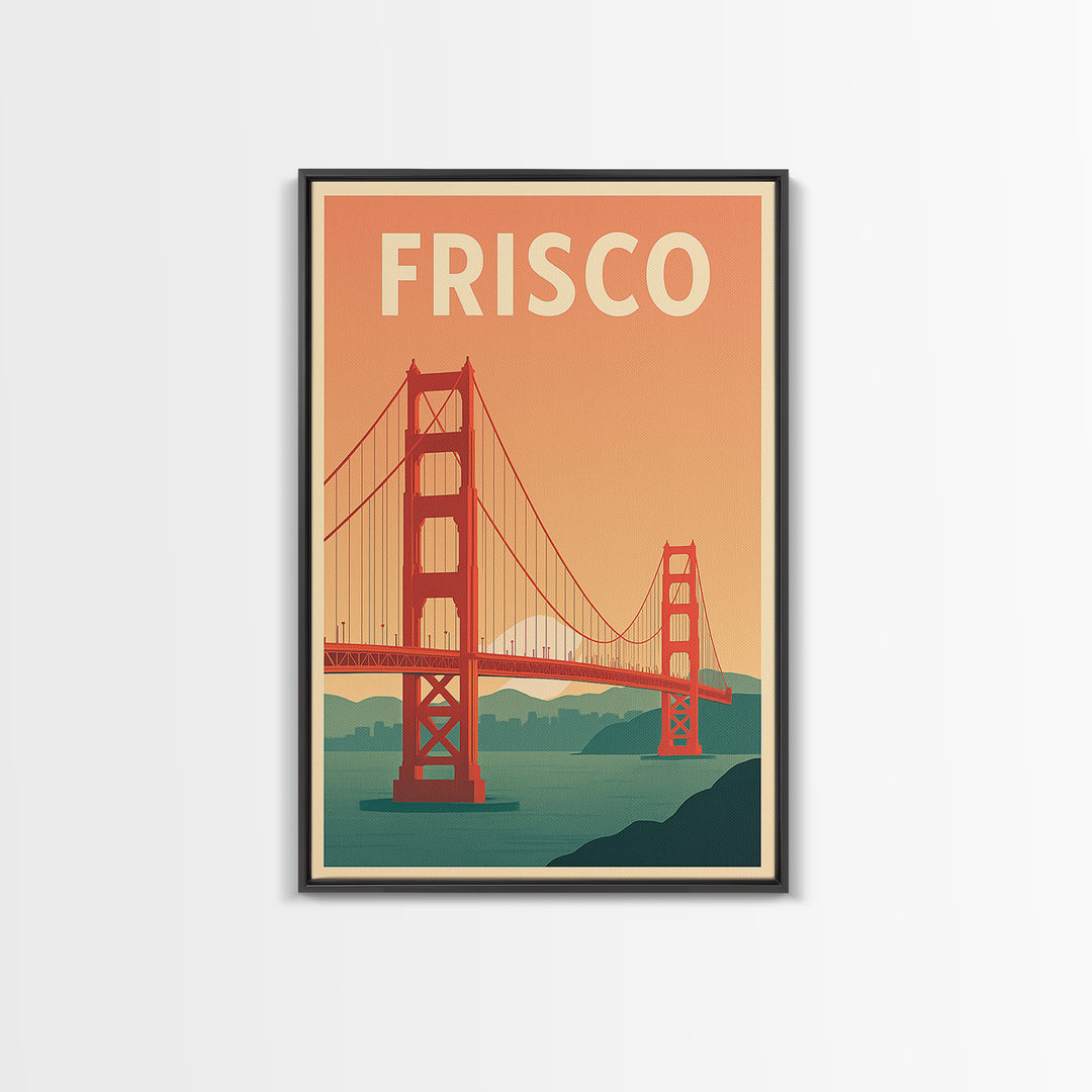 Frisco Travel Poster, Canvas Print, Mid Century City Wall Art, Frisco Art Print, Retro Travel Print, Home Office Decor, Travel Wall Decor