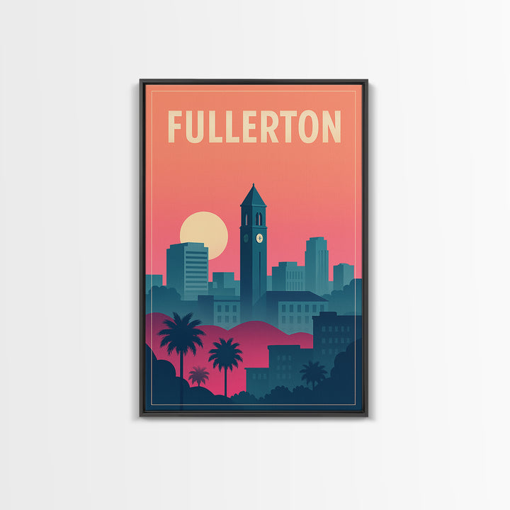 Fullerton Travel Poster, Canvas Print, Mid Century City Wall Art, Fullerton Wall Art, City Travel Prints, Mid Century Wall Art