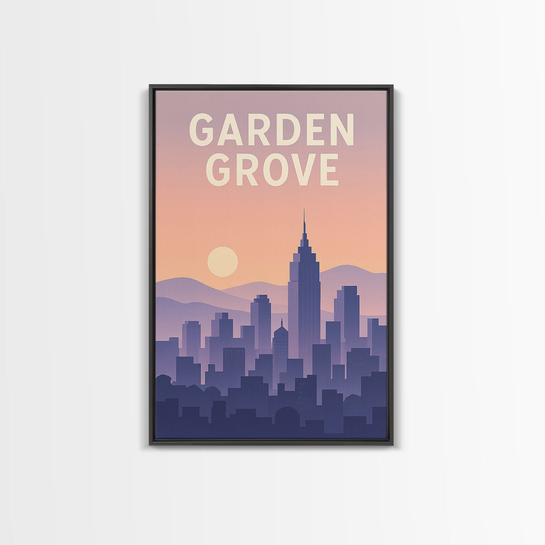 Garden Grove California Travel Poster, Canvas Print, Mid Century City Wall Art, Garden Grove Wall Art, Travel Poster Art, Travel Art Print