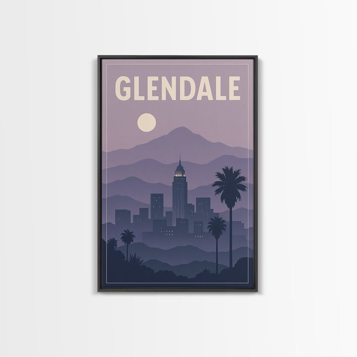 Glendale Travel Poster, Framed Canvas Print, Vintage Travel Poster Art, Glendale Wall Art, Travel Poster Set, Travel Art Print