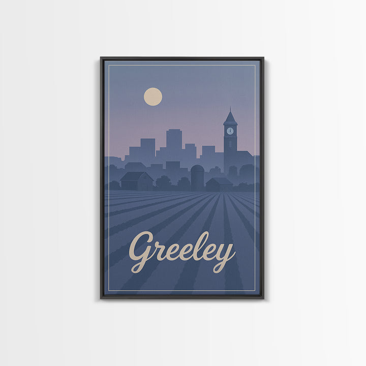 Greeley Travel Poster, Framed Canvas Print, Classic Travel Poster Art, Greeley Art Print, Retro Travel Print, Vintage City Art