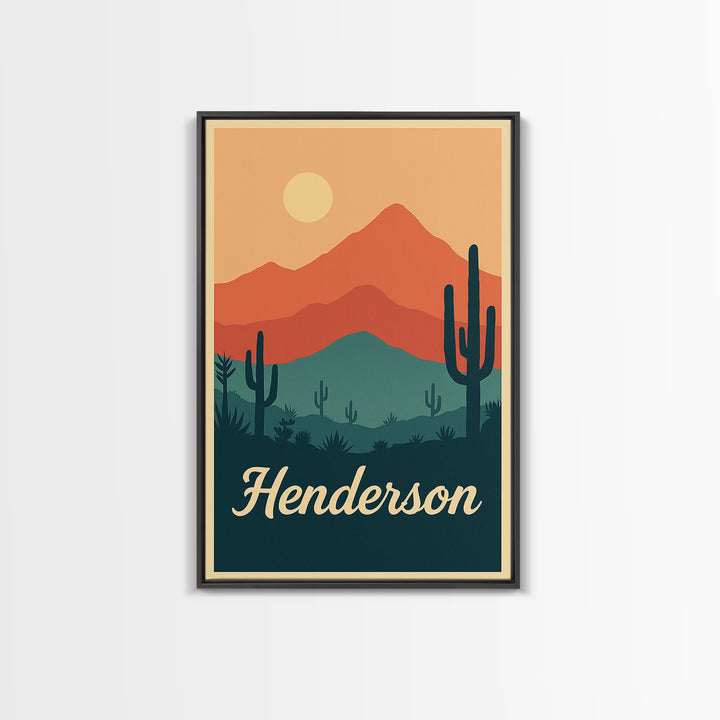 Henderson Nevada Travel Poster, Canvas Print, Classic Travel Poster Art, Henderson Art Print, City Travel Prints, Living Room Wall Art