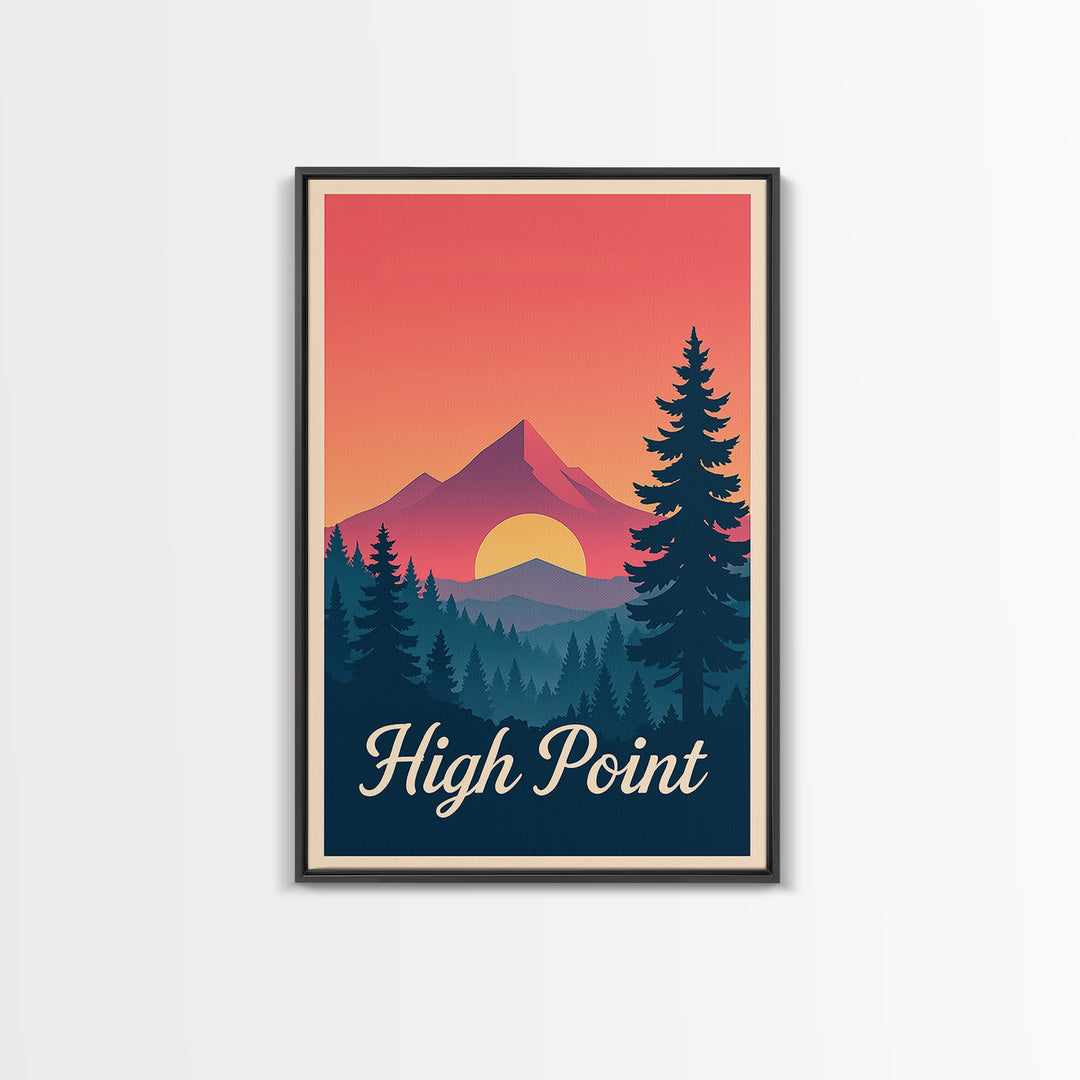 High Point North Carolina Travel Poster, Canvas Print, Mid Century City Wall Art, High Point City Art, Travel Art Print, Vintage Travel Art