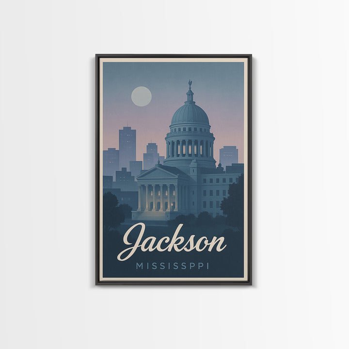 Jackson Travel Poster, Canvas Print, Mid Century City Wall Art, Jackson Wall Art, Travel Wall Art, Gift For Travelers, Travel Art Print