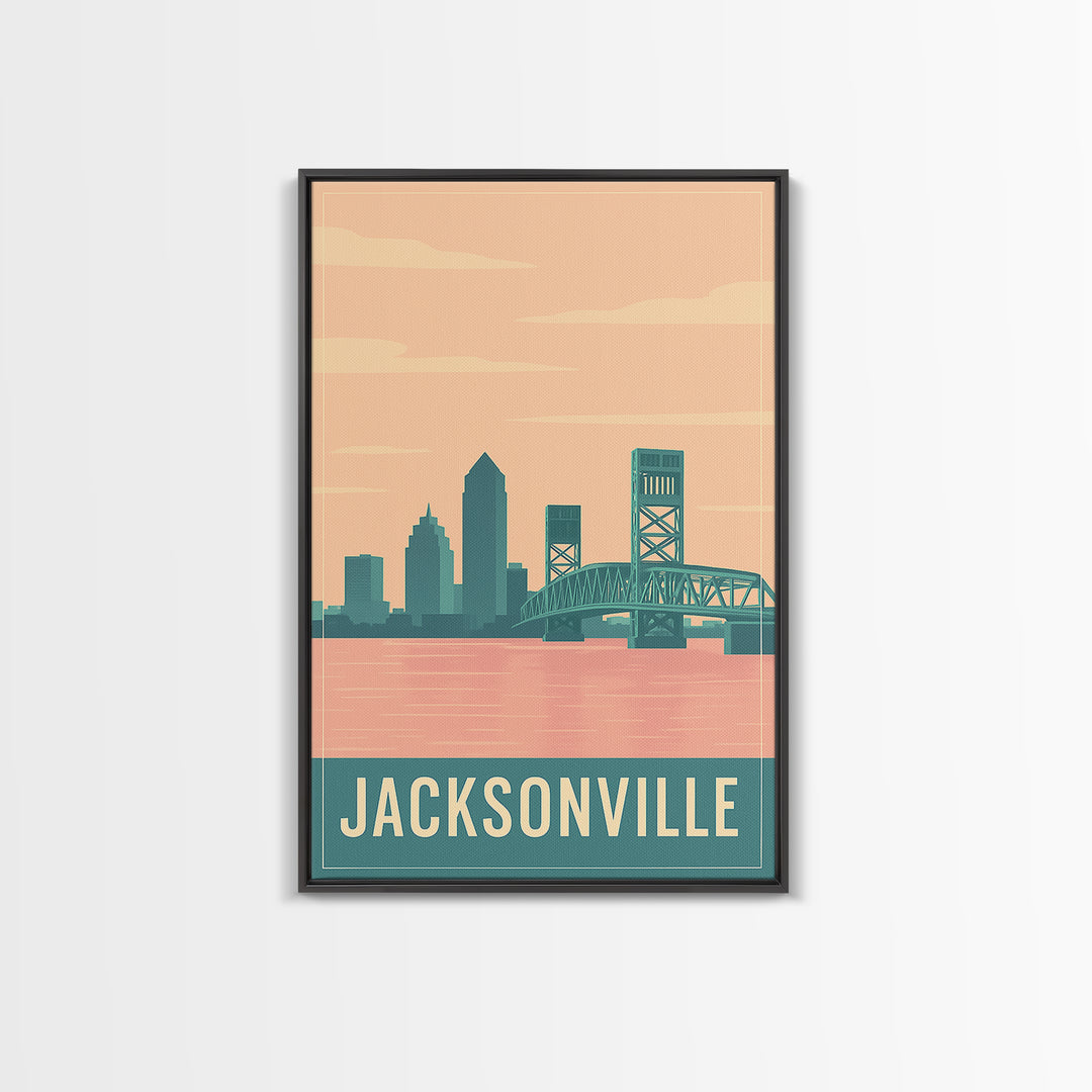 Jacksonville Travel Poster, Canvas Print, Classic Travel Poster Art, Jacksonville Wall Art, Fine Art Print, Home Office Decor, Design 2