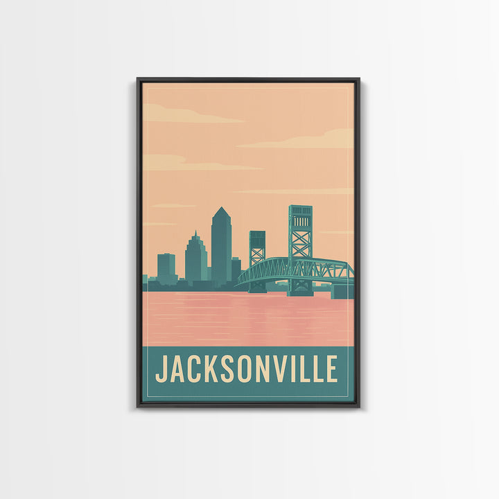 Jacksonville Travel Poster, Canvas Print, Classic Travel Poster Art, Jacksonville Wall Art, Fine Art Print, Home Office Decor, Design 2