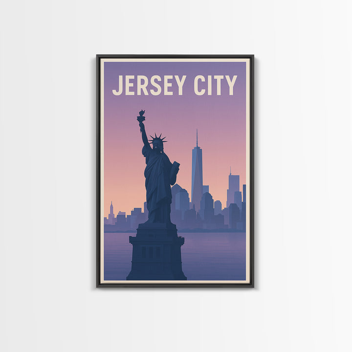 Jersey City New Jersey Travel Poster, Canvas Print, Mid Century City Wall Art, Jersey City Poster Print, Travel Art, City Travel Prints
