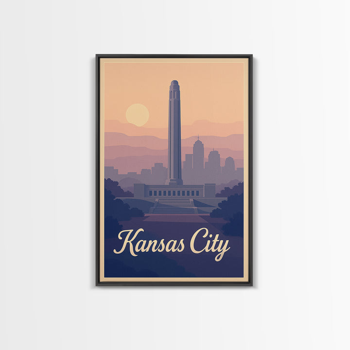 Kansas City Travel Poster, Canvas Print, Vintage Travel Poster Art, Kansas City Art Print, Travel Wall Art, Vintage City Art, Wall Art