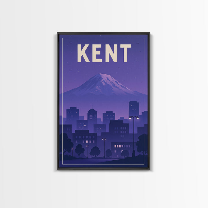 Kent Washington Travel Poster, Canvas Print, Retro Sunset Skyline Art, Kent Poster Print, Wall Decor, Gift For Travelers, Travel Decor
